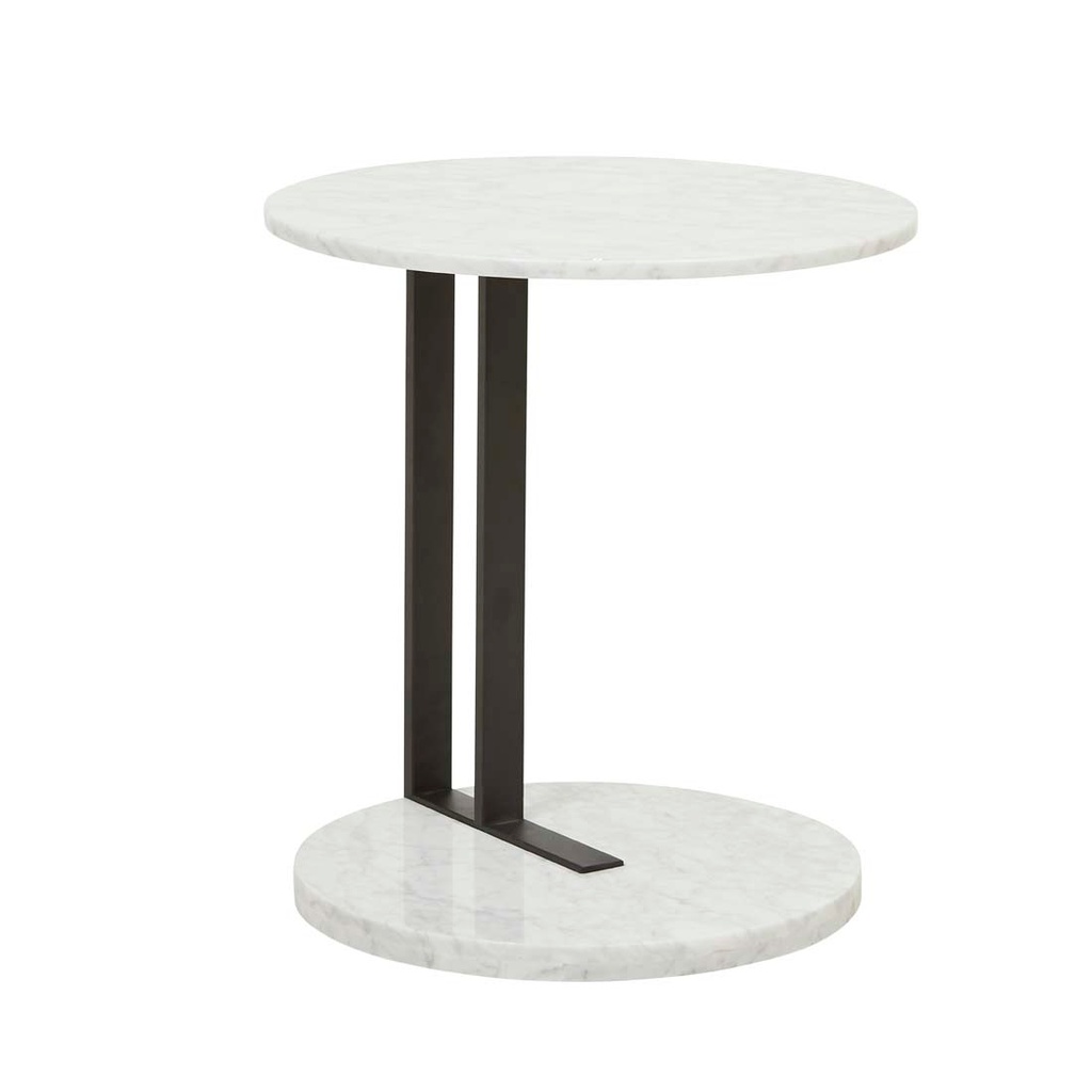 [AMARA-LINEAR-SIDE-TABLE-MATT-WHITE-MARBLE-BLACK-SPEKLES-LTO-AMAR-LIN-BLACK-SPEKLES] Amara Linear Side Table - Matt White Marble - Black Spekles