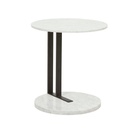 Amara Linear Side Table - Matt White Marble - Black Spekles