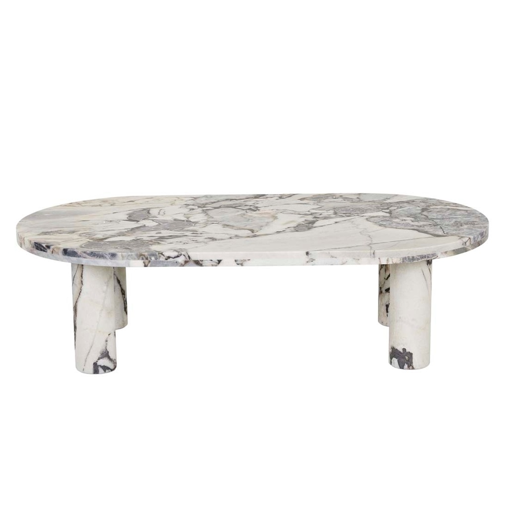 [AMARA-ROUND-LEG-OVAL-COFFEE-TABLE-NATURAL-OCEAN-MARBLE-CT-AMAR-RND-OVL] Amara Round Leg Oval Coffee Table - Natural Ocean Marble