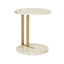 Amara Linear Side Table - Brown Vein Marble - Brushed Gold