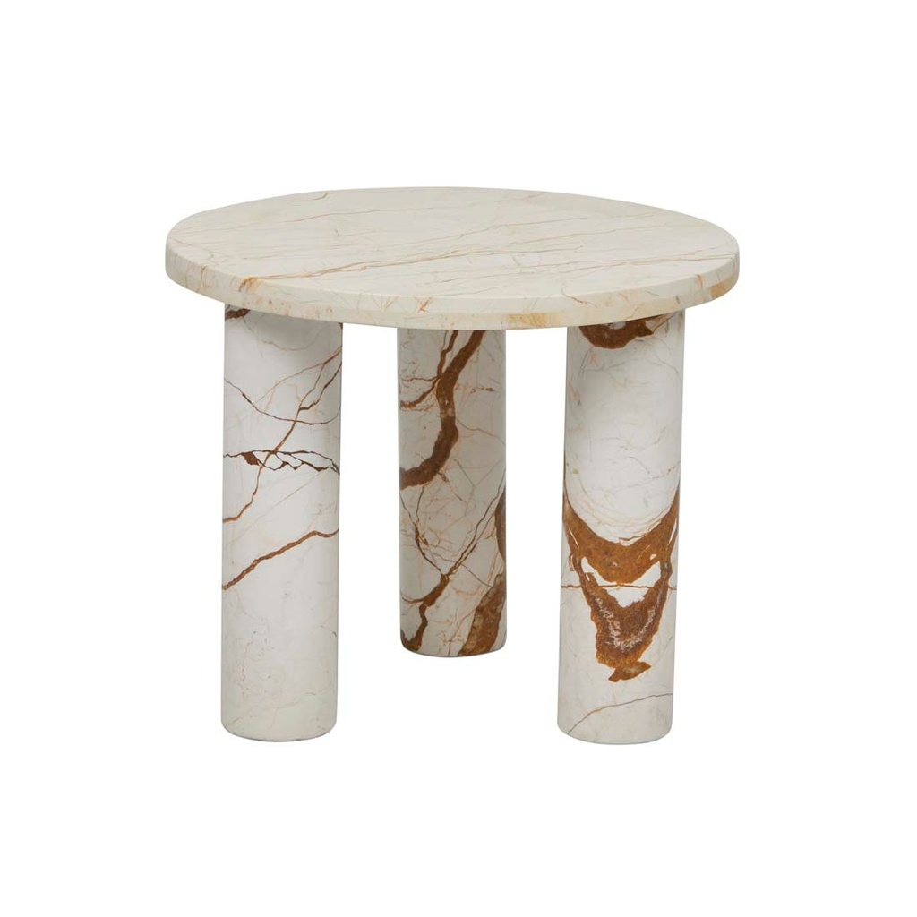 [AMARA-ROUND-LEG-SIDE-TABLE-BROWN-VEIN-MARBLE-LTO-AMAR-RND] Amara Round Leg Side Table - Brown Vein Marble