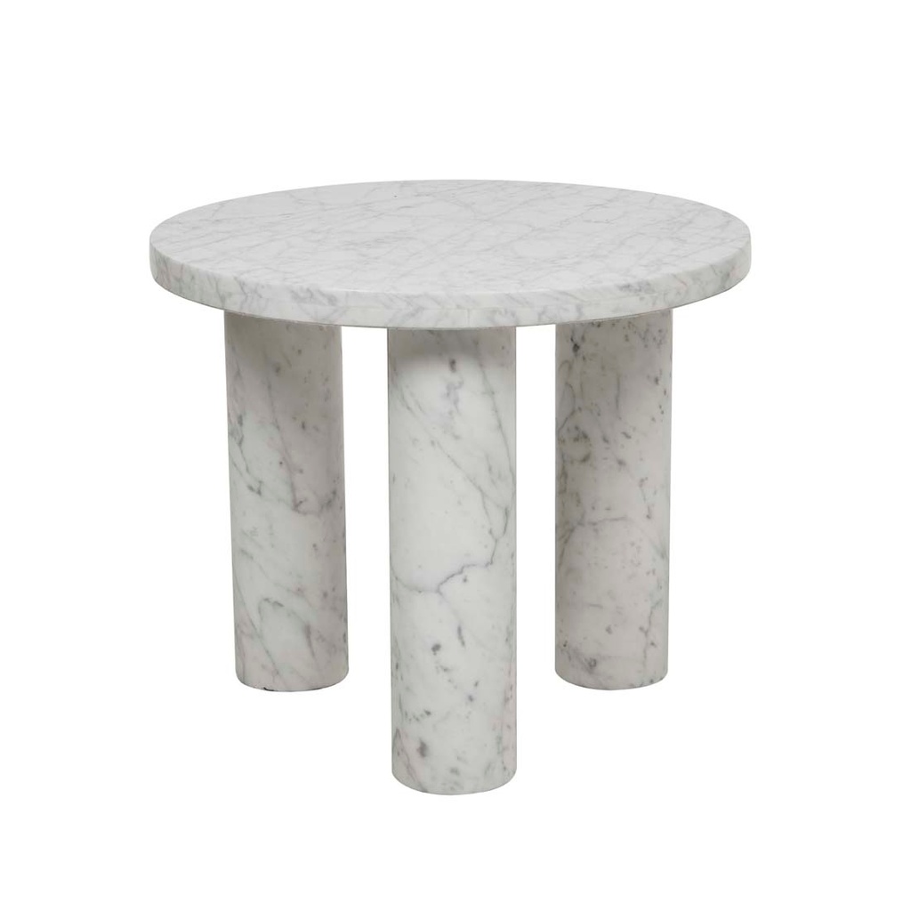 [AMARA-ROUND-LEG-SIDE-TABLE-MATT-WHITE-MARBLE-LTO-AMAR-RND] Amara Round Leg Side Table - Matt White Marble
