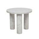 Amara Round Leg Side Table - Matt White Marble