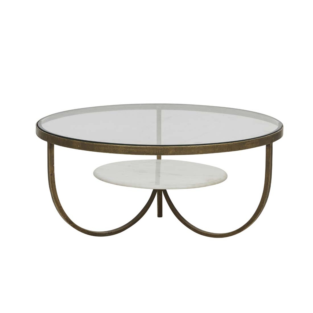 [AMELIE-CURVE-COFFEE-TABLE-WHITE-MARBLE-ANTIQUE-BRASS-CT-AMEL-CRV-ANTIQUE-BRASS] Amelie Curve Coffee Table - White Marble - Antique Brass