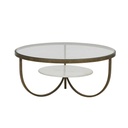 Amelie Curve Coffee Table - White Marble - Antique Brass