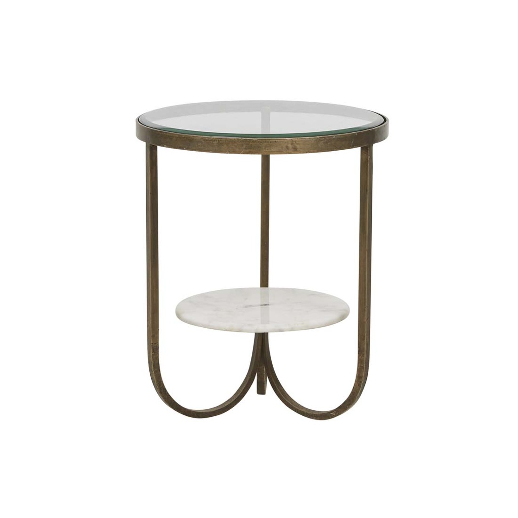 [AMELIE-CURVE-SIDE-TABLE-ANTIQUE-BRASS-WHITE-MARBLE-LT-AMEL-CRV-WHITE-MARBLE] Amelie Curve Side Table - Antique Brass - White Marble