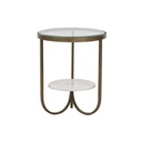 Amelie Curve Side Table - Antique Brass - White Marble