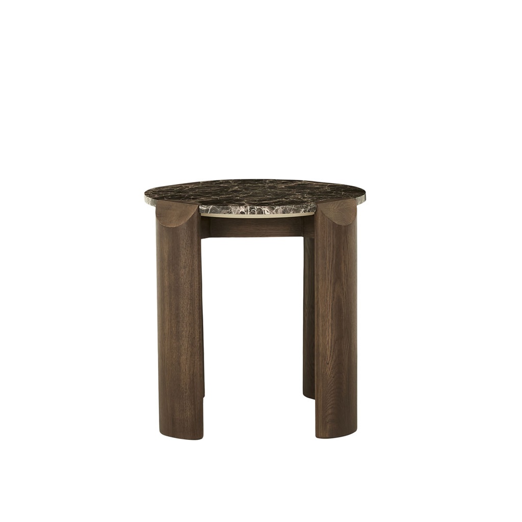 [LTO-WILLA-MAR-EMPERADOR-MARBLE-CHOCOLATE-OAK] Willa Marble Side Table - Emperador Marble - Chocolate Oak