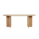 Anton Marble Dining Table - Satin Oak - Natural Travertine