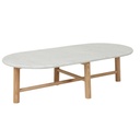 Artie Oval Marble Coffee Table - Matt White Marble - Natural Ash