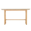 Artie Oval Marble Console - Matt White Marble - Natural Ash