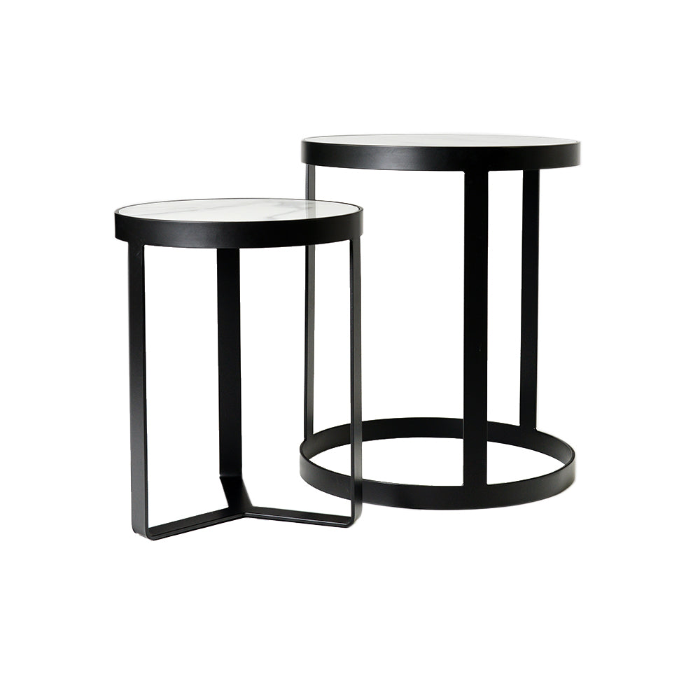 [7340043895024] Iroko Side Table - Marble Top
