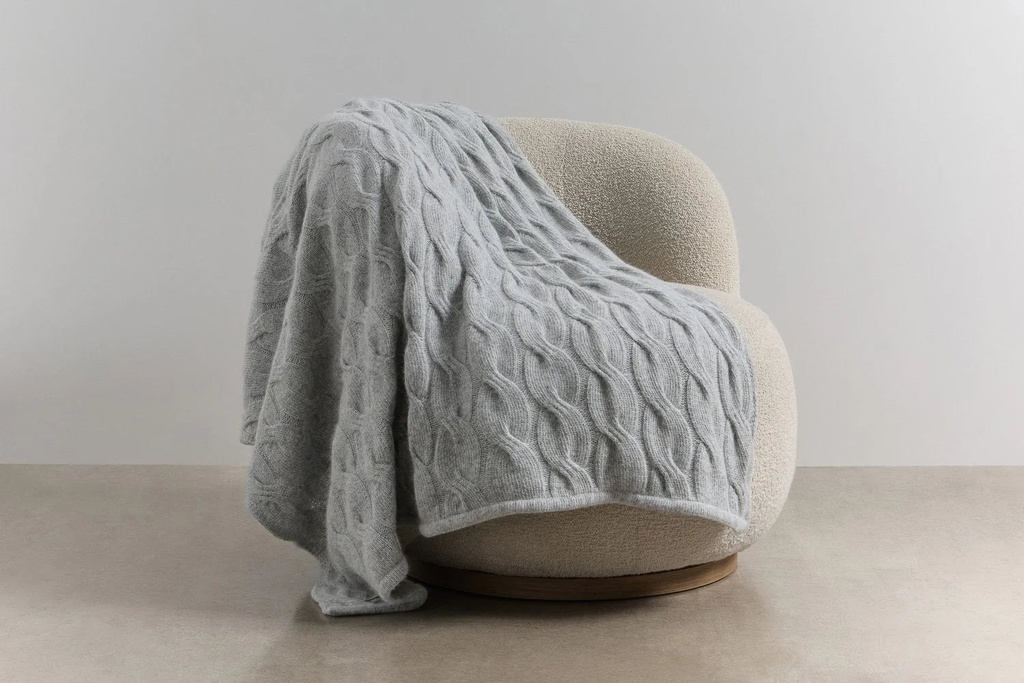 [8257949434096] Chunky Cable Angora & Merino Wool Throw