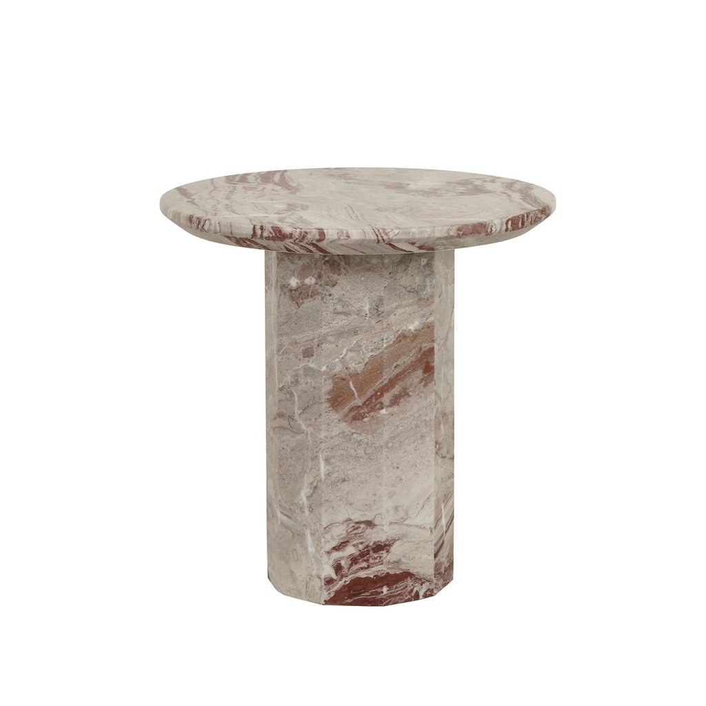 [ATLAS-DECAGON-SIDE-TABLE-MONICA-RED-MARBLE-LTO-ATLAS-DEC] Atlas Decagon Side Table - Monica Red Marble