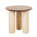 Atlas Orbit Side Table - Rouge Marble - Natural Travertine