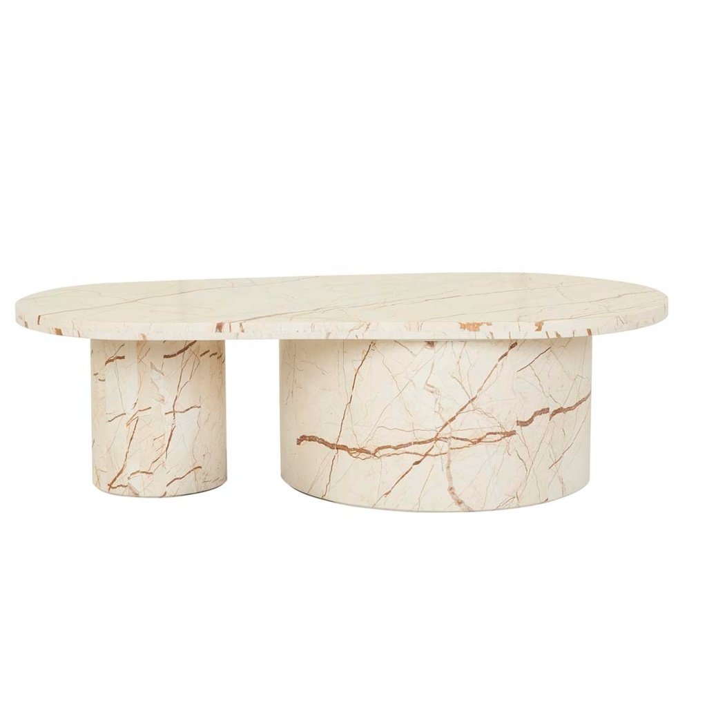 [ATLAS-PILLAR-COFFEE-TABLE-MATT-BROWN-VEIN-MARBLE-CT-ATLAS-PIL] Atlas Pillar Coffee Table - Matt Brown Vein Marble