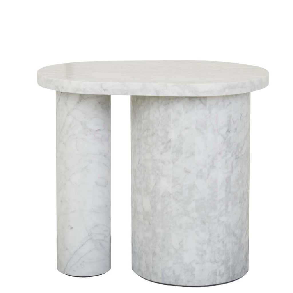 [ATLAS-PILLAR-SIDE-TABLE-MATT-WHITE-MARBLE-LT-ATLAS-PIL] Atlas Pillar Side Table - Matt White Marble