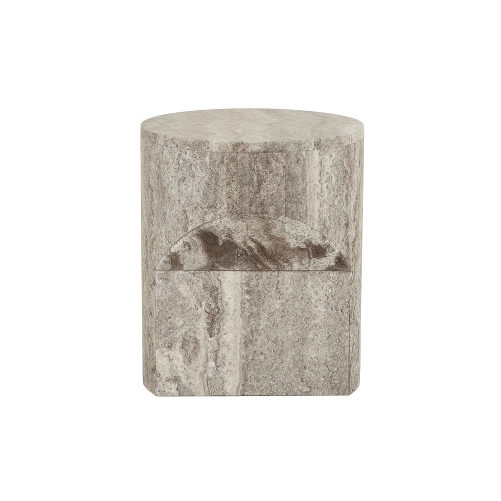 [ATLAS-PINNACLE-SIDE-TABLE-SATIN-GREY-TRAVERTINE-LTO-ATLAS-PINN] Atlas Pinnacle Side Table - Satin Grey Travertine