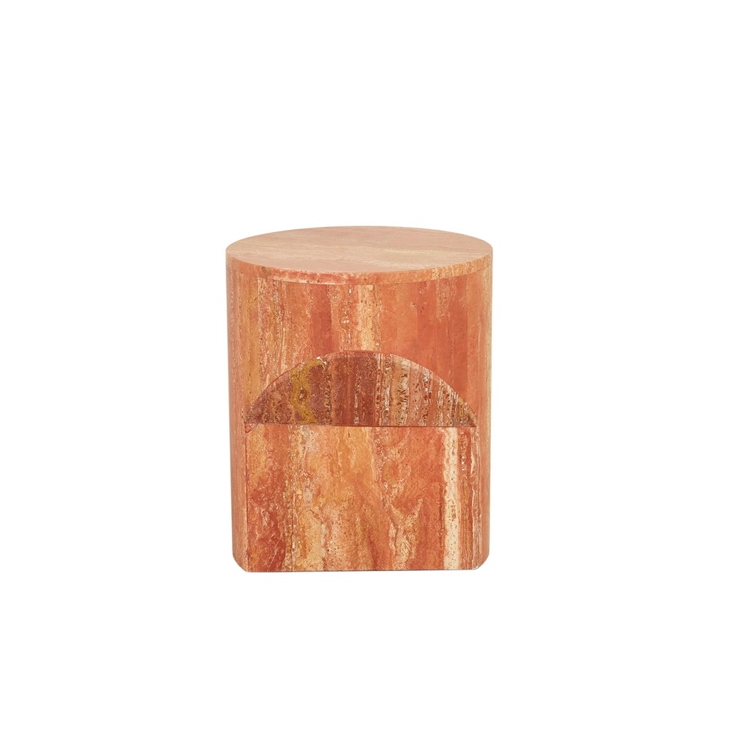 [ATLAS-PINNACLE-SIDE-TABLE-SATIN-RED-TRAVERTINE-LTO-ATLAS-PINN] Atlas Pinnacle Side Table - Satin Red Travertine