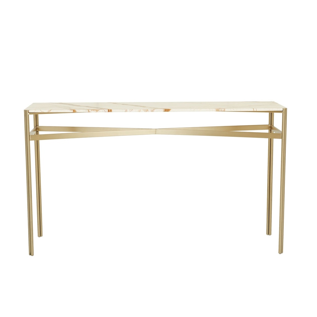 [ATLAS-TWIN-CONSOLE-MATT-BROWN-VEIN-MARBLE-BRUSHED-GOLD-CONS-ATLAS-TWIN-BRUSHED-GOLD] Atlas Twin Console - Matt Brown Vein Marble - Brushed Gold