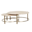 Atlas Twin Nest Coffee Table - Matt Brown Vein Marble - Brushed Gold
