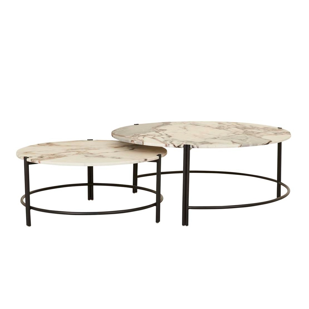 [ATLAS-TWIN-NEST-COFFEE-TABLE-NATURAL-OCEAN-MARBLE-BLACK-METAL-CTO-ATLAS-TWIN-NEST-BLACK-METAL] Atlas Twin Nest Coffee Table - Natural Ocean Marble - Black Metal