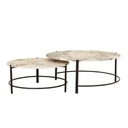 Atlas Twin Nest Coffee Table - Natural Ocean Marble - Black Metal