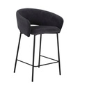 Asher Barstool - Onyx Velvet - Black Metal