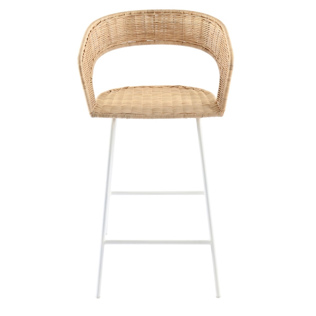 [CHARLOTTE-BARSTOOL-NATURAL-RATTAN-WHITE-BS-CHAR-ARM-LW-WHITE] Charlotte Barstool - Natural Rattan - White