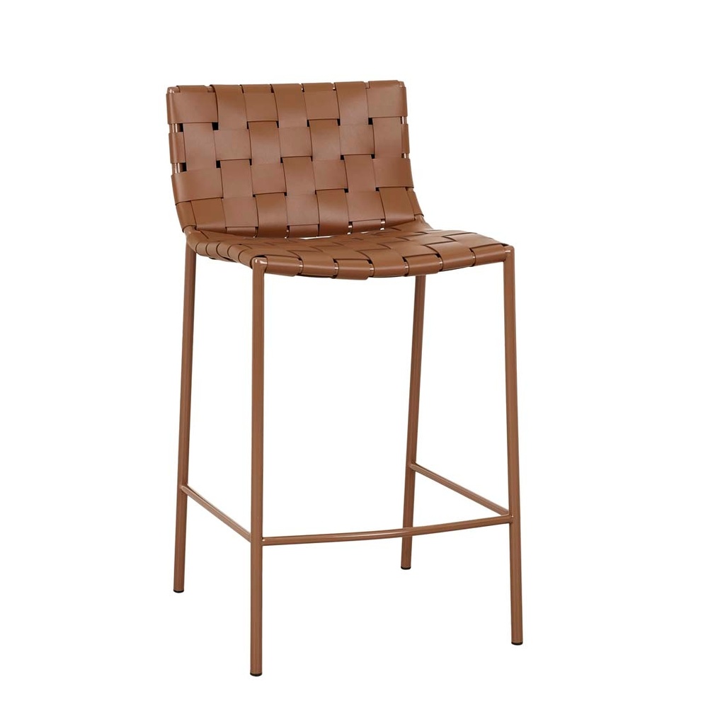 [EVERLY-BARSTOOL-TAN-RECYCLED-LEATHER-GLOSS-TAN-BS-EVER-X-GLOSS-TAN] Everly Barstool - Tan Recycled Leather - Gloss Tan