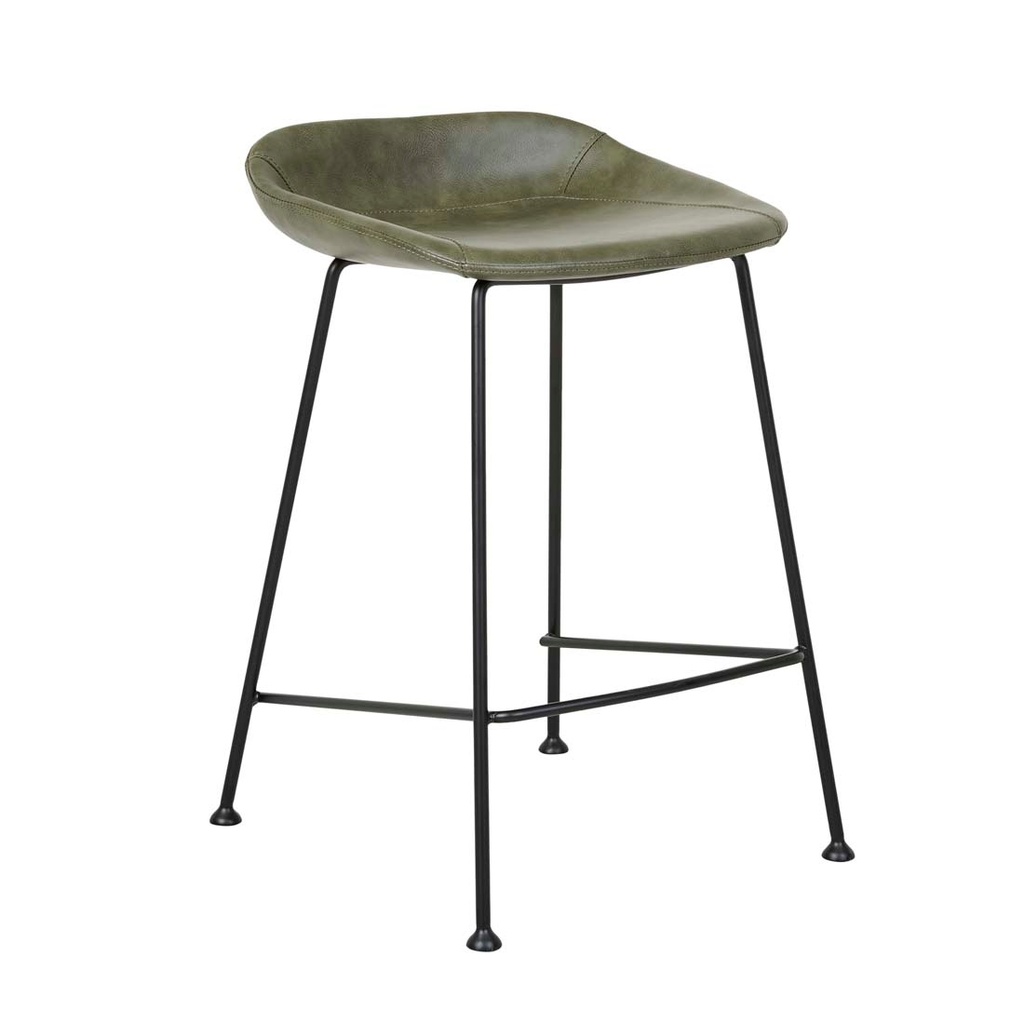 [TURNER-BARSTOOL-VINTAGE-MATT-GREEN-PU-BLACK-METAL-BS-TURN-X-BLACK-METAL] Turner Barstool - Vintage Matt Green PU - Black Metal