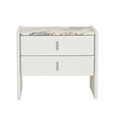 Pearce Marble 2 Drawer Bedside - Matt Ocean Marble - Bone
