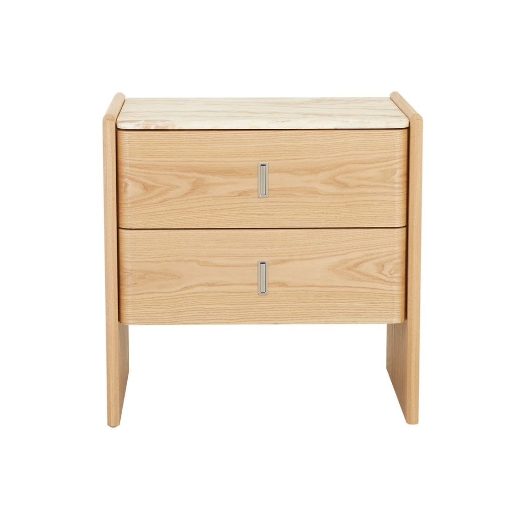 [PEARCE-MARBLE-2-DRAWER-TALL-BEDSIDE-ONYX-TRAVERTINE-NATURAL-ASH-SIDE-PEARCE-MAR-2DW-TALL-NATURAL-ASH] Pearce Marble 2 Drawer Tall Bedside - Onyx Travertine - Natural Ash