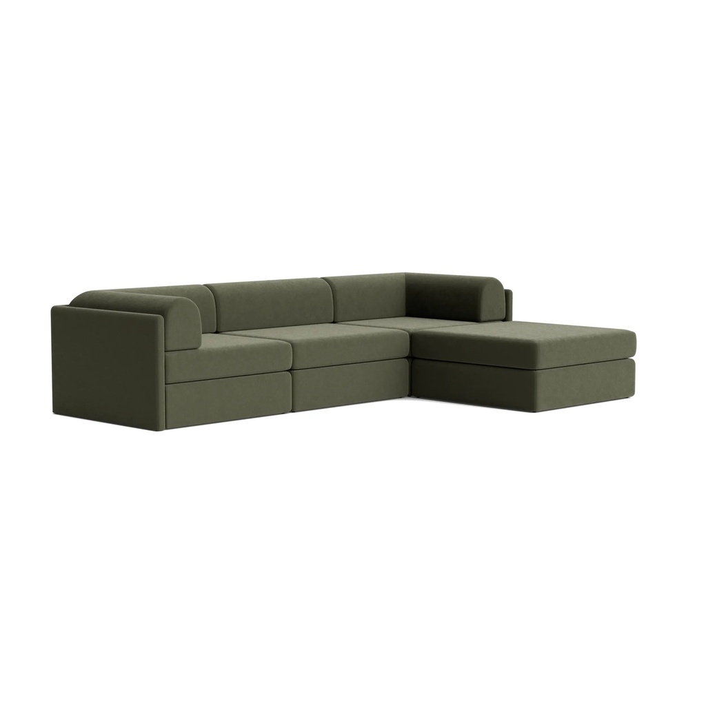 [DO-02-26-4CH-ED353] Addy 4 Seater Chaise Sofa - Eden Leaf