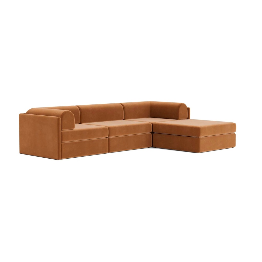 [DO-02-26-4CH-OP409] Addy 4 Seater Chaise Sofa - Opal Ochre