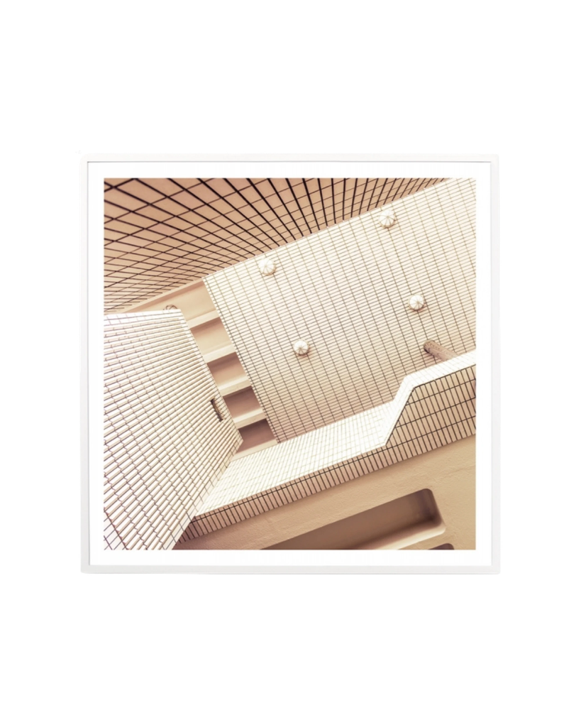 [MON-ABSARS4] Abstract Architecture Print 83cm x 83cm - Light Timber Frame