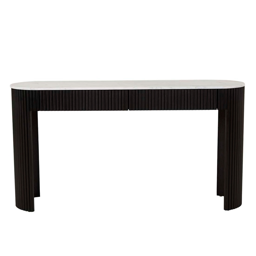 [BENJAMIN-RIPPLE-GRAND-MARBLE-CONSOLE-MATT-WHITE-MARBLE-MATT-BLACK-OAK-CONS-BEN-RIP-GRD-MAR-MATT-BLACK-OAK] Benjamin Ripple Grand Marble Console - Matt White Marble - Matt Black Oak