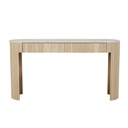 Benjamin Ripple Grand Marble Console - Matt White Marble - Natural Ash