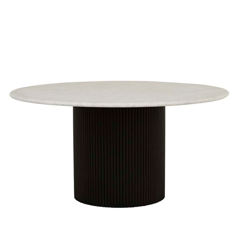 [BENJAMIN-RIPPLE-MARBLE-DINING-TABLE-MATT-WHITE-MARBLE-MATT-BLACK-DT-BEN-RIP-X-MATT-BLACK] Benjamin Ripple Marble Dining Table - Matt White Marble - Matt Black