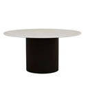 Benjamin Ripple Marble Dining Table - Matt White Marble - Matt Black
