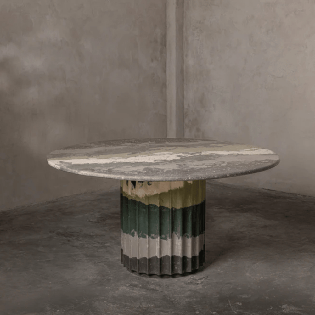 Green Flute Base Dining Table