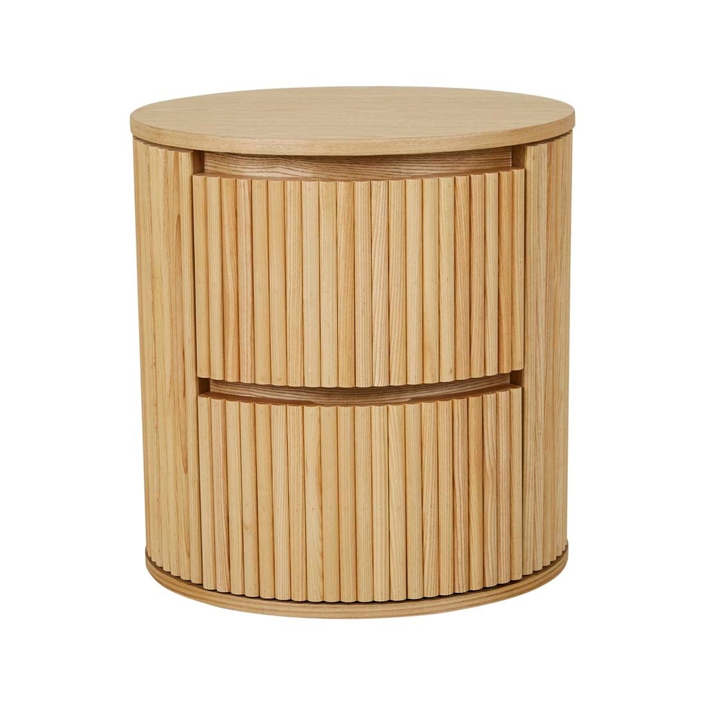 Benjamin Ripple Round Bedside - Natural Ash
