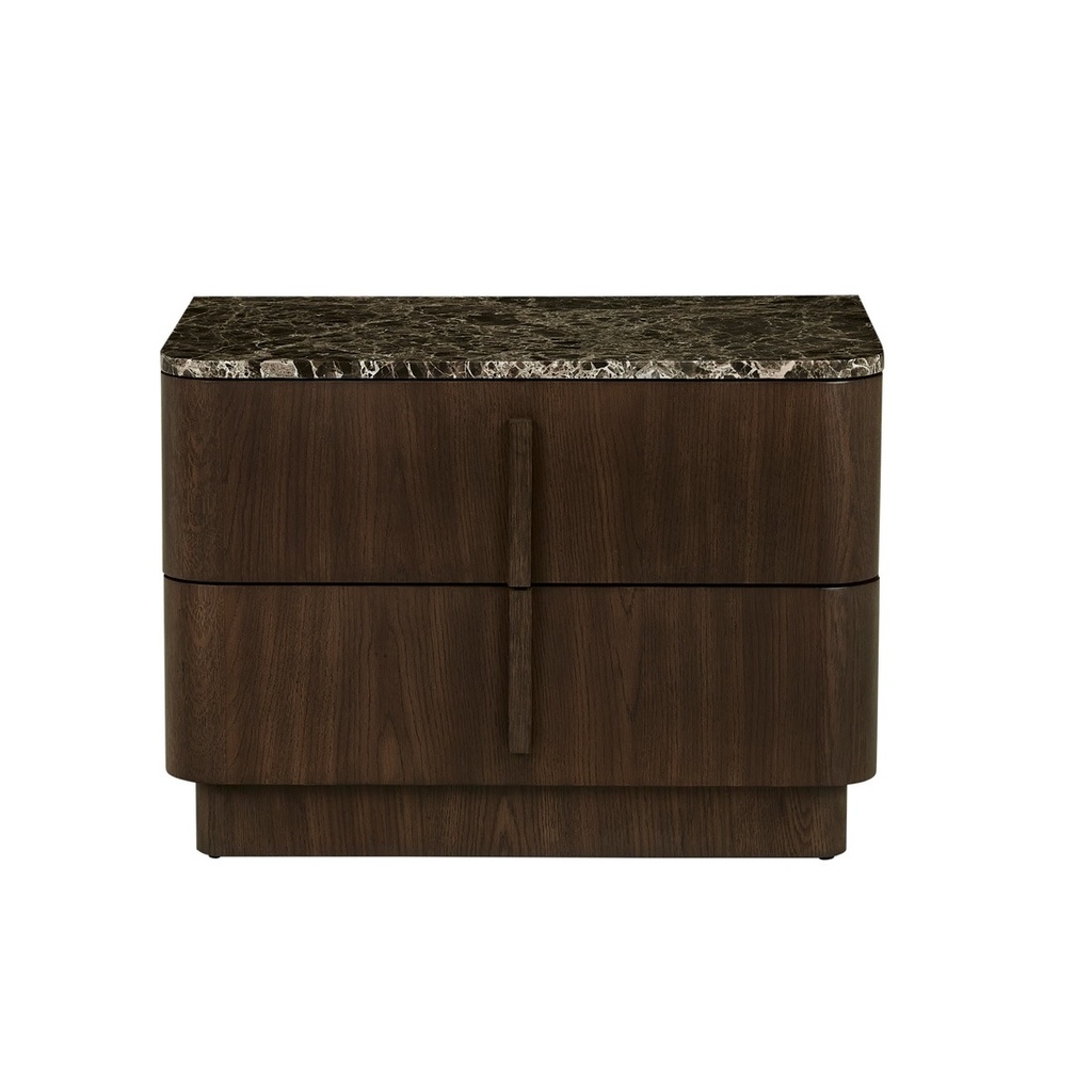 [BILLIE-MARBLE-BEDSIDE-EMPERADOR-MARBLE-CHOCOLATE-OAK-SIDE-BILLIE-MAR-X-CHOCOLATE-OAK] Billie Marble Bedside - Emperador Marble - Chocolate Oak