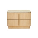 Billie Marble Bedside - Natural Travertine - Satin Oak