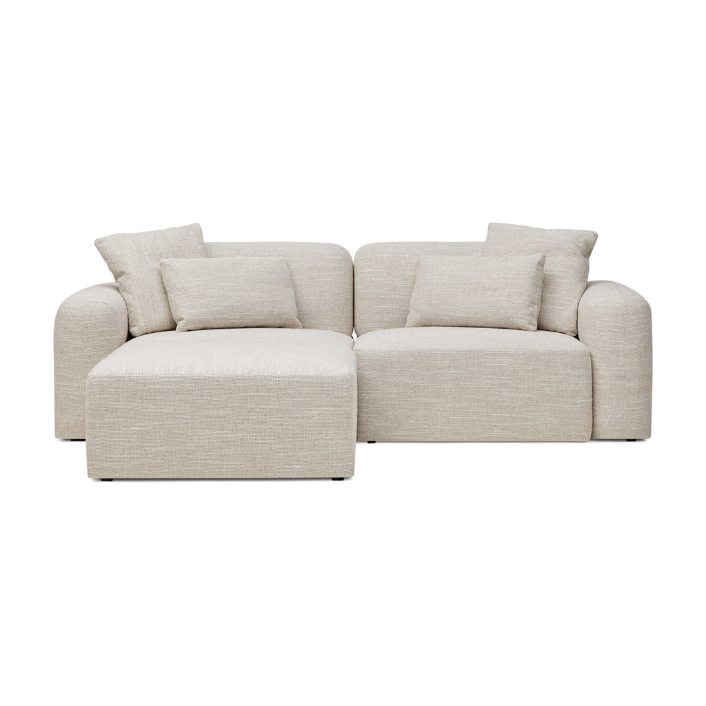 [F988] Paige Modular Sofa Oyster Weave 2 Seat with Ottoman