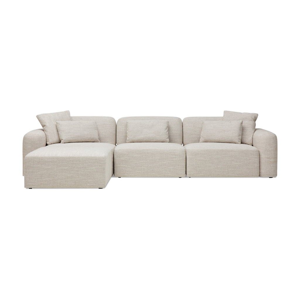 [F990] Paige Modular Sofa Oyster Weave 3 Seat with Ottoman