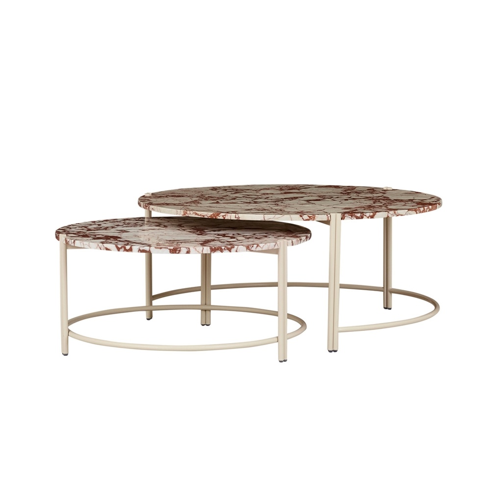 Atlas Twin Nest of 2 Coffee Tables - Satin Calacutta Rosa - Warm Clay