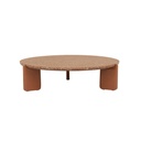 Livorno Strata Round Coffee Table - Brick Terrazzo - Gloss Terracotta