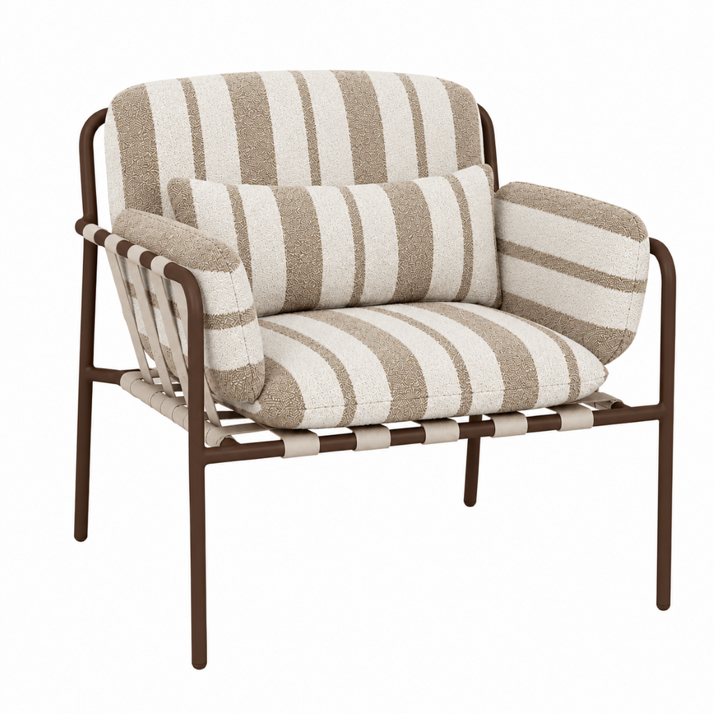 [PALMA-ISLE-OCCASIONAL-CHAIR-MOCHA-AWNING-STRIPE-HICKORY-CH-PALMA-ISLE-OCC-MOCHA-AWNING-STRIPE-HICKORY] Palma Isle Occasional Chair - Mocha Awning Stripe - Hickory