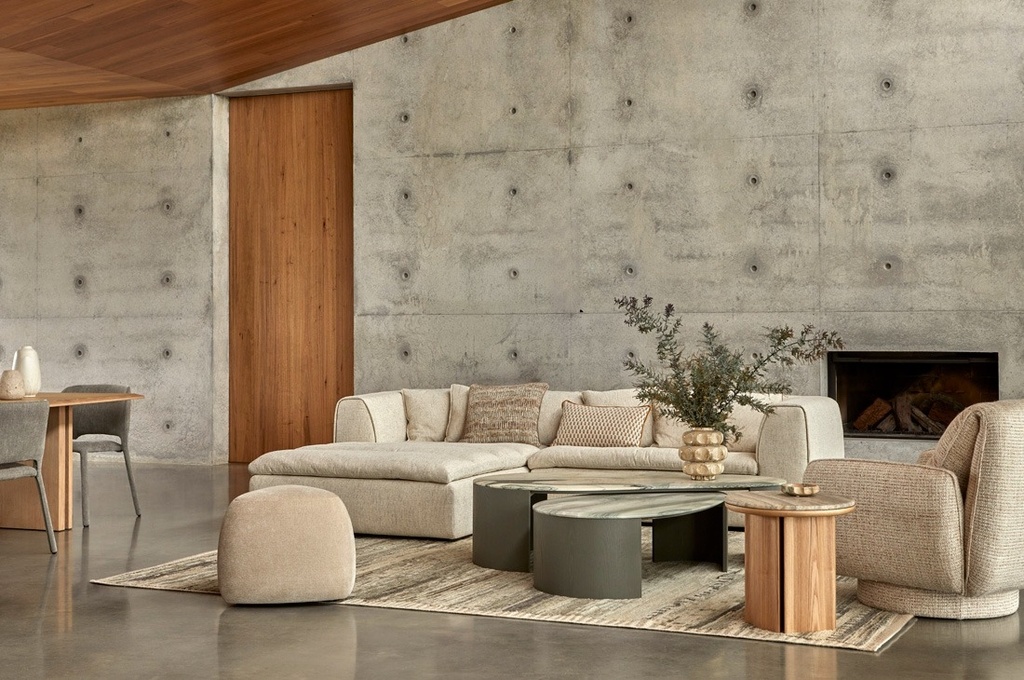 Hugo Byron 6-Seater Left L Shape Sofa with Arms - Nougat Speckle